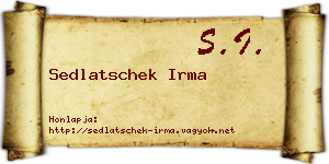 Sedlatschek Irma névjegykártya